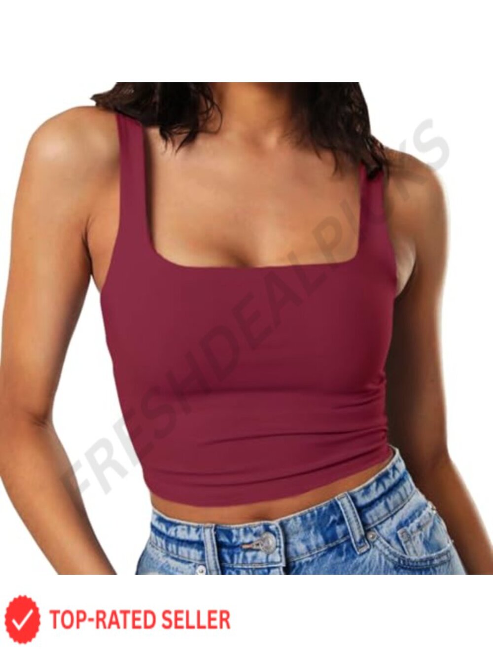 Sleeveless Strappy Square Neck Double Layer Crop Tank Top